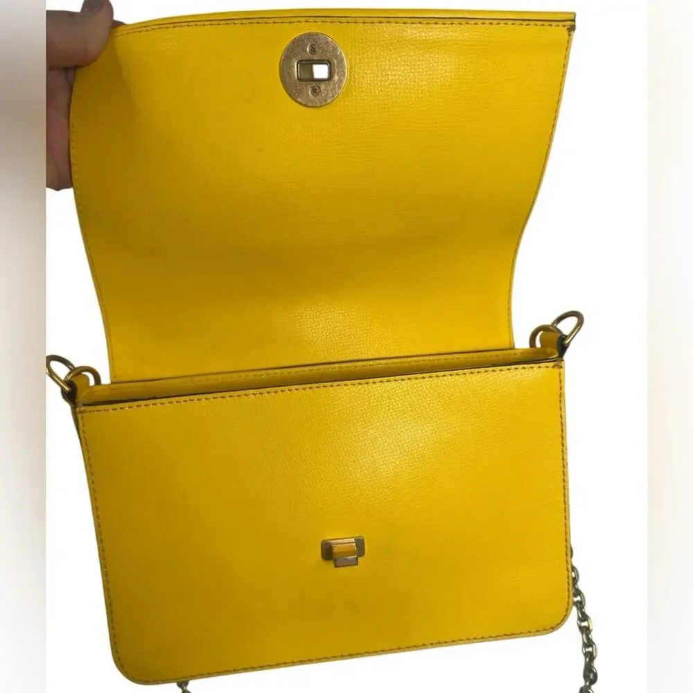 Tory Burch Yellow Leather Crossbody | Gold Chain Strap